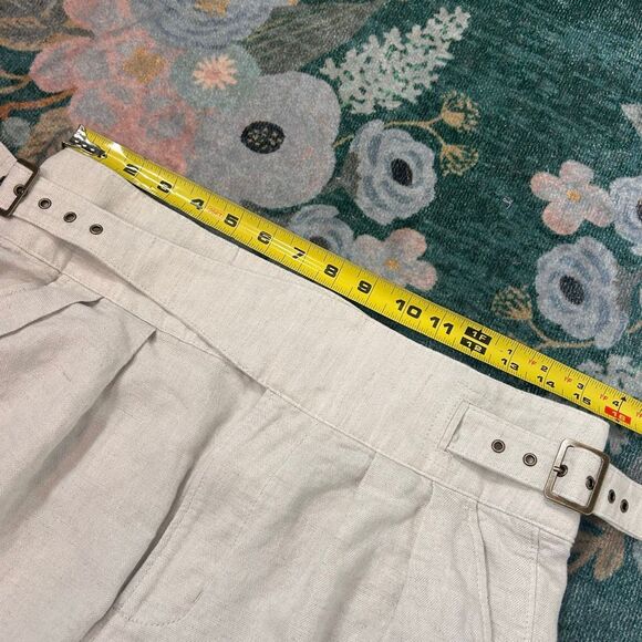 Banana Republic Shorts Women  6 Beige Linen High Rise Pleated Belted side Buckle - Picture 13 of 16